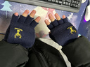 途尊手套男冬季露手指初中学生自行车骑行情侣毛线半截翻盖男生冬保暖 黑色小鹿【半指翻盖手套】 实拍图