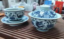 三勤堂景德镇陶瓷手工手绘青花品茗杯三才盖碗套组功夫茶杯茶具主人杯 鱼藻纹杯+盖碗组合 300ml 2只 实拍图
