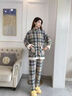 千年马睡衣女秋冬加绒加厚新款拉链格子可外穿家居服法兰绒冬天保暖套装 绿灰格 165(L) 建议体重105-125斤 实拍图