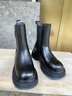他她（TATA）海盐黑咖切尔西女靴休闲厚底加绒烟筒靴秋冬新款WJZ01DZ4 黑（鞋底蓝绒里-靴筒15.5cm） 39 实拍图