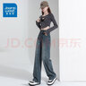 真维斯（Jeanswest）复古蓝阔腿牛仔裤女春夏新款高腰垂感直筒宽松小个子拖地裤子女 复古色长裤 2XL 实拍图