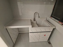 陌利蜂窝铝洗衣柜高低台盆洗衣池带搓板一体盆滚筒洗衣机柜伴侣定制 150CM左盆 珍珠白 送抽拉龙头 实拍图