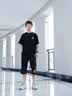 POUM休闲工装七分裤男士夏季宽松潮流速干冰丝运动短裤TQ05黑色L 实拍图
