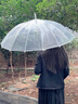长弯柄半自动透明伞360度全景透明雨伞男女生网红直杆简约防风伞 白色直柄（1米直径）透明边 16骨 实拍图