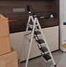 艾瑞科梯子家用折叠梯人字梯楼梯踏步板加厚安全便携多功能登爬楼梯 碳钢白色五步梯 实拍图