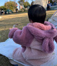 papa爬爬秋冬新款男女宝宝动物造型爬服抱抱绒连体衣婴儿保暖哈衣 粉色 90cm 实拍图
