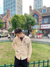唐号  衬衫男长袖春秋季新款外套宽松港风设计感印花上衣服男休闲衬衣 卡其色 L 实拍图