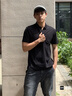 布先生T恤休闲经典polo男士亲肤纯棉翻领纯色短袖打底衣服 黑色 M (170) 实拍图