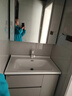 浪鲸浴室柜洗手盆柜组合陶瓷一体盆奶油风卫生间洗脸盆柜组合洗漱台 浅灰色|储物镜柜80cm 实拍图