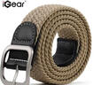iGear弹力松紧帆布腰带女加长男士休闲针扣式皮带节日生日礼物送女友 实拍图