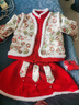 贝婴初（BEIYINGCHU）汉服女童新年衣服儿童中国风蛇年唐装过年宝宝拜年服 上袄+裙子+裤袜+头饰 130 （建议身高105-115） 实拍图