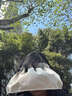 目丸防晒帽女防紫外线遮阳帽骑车空顶太阳大檐帽子女夏季亲子贝壳帽子 米色 蓝底【原黑胶升级款】 成人发箍款-不可折叠(56-58cm) 实拍图