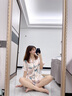 有趣熊睡衣女冰丝短袖韩版性感春秋薄款仿真丝绸夏季长裤大码女士两 NSLQ-宝石绿玫瑰R-双短女 L【建议穿着体重101-120斤】 实拍图