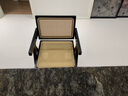 林之语实木餐椅家用昌迪加尔椅中古风扶手藤编椅子咖啡店简现代休闲藤椅 【透气优秀/回弹迅速】黑色 实拍图
