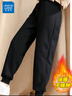 真维斯（Jeanswest）加绒裤女秋冬季新款束脚裤小个子显瘦加厚保暖羊羔绒长棉裤子女生 黑色 纯色 2XL 实拍图