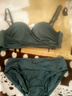 俏曼芬无痕内衣女小胸聚拢调整型无钢圈少女性感收副乳上托防下垂文胸罩 蓝绿色套装（配内裤） XL 38/85(AB通杯厚约2CM) 实拍图