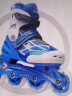 米高溜冰鞋儿童轮滑鞋直排轮男女旱冰鞋可调节尺码3-12岁初学者MC0 蓝色套装 S (27-30)3-5岁 实拍图