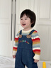 幼歌（YOUGE）婴幼儿秋季新款缤纷彩虹条纹宽松长袖毛衣舒适软绵上衣 彩虹条 80 cm 实拍图