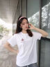 短袖t恤女夏季新款小枫叶宽松百搭半袖上衣圆领打底衫 左侧小枫叶圆领常规T恤白色 XL 实拍图