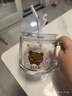 玻璃杯牛奶杯儿童早餐杯带盖勺可爱水杯学生咖啡杯 可爱小熊+PS盖+玻璃吸管 350ml 实拍图