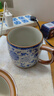 兮元记青花汝窑泡茶杯陶瓷茶水分离杯送男士新年实用生日礼物伴手礼品 繁花天福办公杯-不含底碟-简装 实拍图