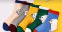 南极人儿童袜子男童中大童运动休闲卡通雪熊中筒袜5双装 极地雪熊 XL 实拍图
