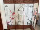 中式简易折叠办公室屏风入户门遮挡客厅风水可移动进门隔断帘现代 单面图案送底座（加粗加厚） 1.8米高4扇一组2米宽 实拍图