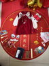 G.DUCKKIDS小黄鸭童装女童秋季套装中国风婴幼儿连衣裙喜庆儿童宝宝周岁礼服 红色 73 尺码5-7个月(建议宝宝13-18斤) 实拍图
