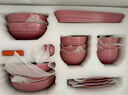 摩卡色mocarose碗碟套装碗盘家用餐具套装整套乔迁搬家新婚礼物炻瓷碗筷 炻彩玫瑰红（精美礼盒装） 35头 实拍图