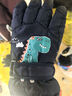翰崎儿童滑雪手套女童冬季保暖加厚加绒防水骑行卡通五指棉手套男大童 恐龙深蓝色 实拍图