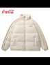 可口可乐（Coca-Cola） 棉衣男款PU皮拼接立领加厚棉袄外套冬季棉服潮流男装 白色 L 实拍图