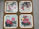 紫腾随轩齐白石装饰画新中式客厅背景墙面挂画卧室饭厅餐厅水墨虾壁画 寿桃A款 50*50cm红木色实木框 实拍图