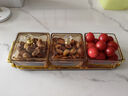 峥野轻奢玻璃水果盘零食盘分格带盖家用客厅小吃盘糖果坚果干果瓜子碟 琥珀色三格干果盘 实拍图
