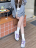 达芙妮（DAPHNE）老爹鞋女款2025爆款春季透气鞋子女厚底增高女鞋榴莲底轮胎跑步鞋 米紫色【5.5CM榴莲底】 37 实拍图