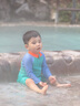 小野七天儿童泳衣宝宝泳衣女童游泳衣男孩婴幼儿宝宝连体长袖带帽泳装沙滩 含帽子 100 （3-4岁适合身高90-100） 实拍图