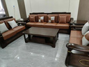 田园驿站新中式乌金木实木沙发客厅科技布艺皮沙发组合单人懒人沙发家具 1+2+3+茶几 实拍图