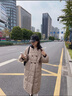 册裁（CECAI）针织拼接冬季羽绒服女中长款过膝加厚2025新款韩版连帽宽松外套女 卡其 S 建议90斤-110斤 实拍图
