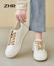 ZHR小白鞋女ins潮百搭休闲女鞋低帮圆头厚底舒适鞋子女 AT128 米杏40 实拍图
