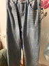 真维斯（Jeanswest）牛仔裤女秋冬季新款2025年新款高腰阔腿小个子窄版直筒拖地裤子女 浅蓝长裤（加绒） M 实拍图