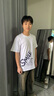 雅鹿短袖t恤男纯棉春夏重磅半袖打底衫宽松大码休闲青少年印花男士t恤 雾霾蓝钓鱼白SMILE蓝 L （重120-130斤高165-170） 实拍图