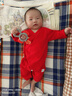 鹏优婴儿连体衣纯棉无骨红色宝宝哈衣爬服满月百天衣服新生儿春秋装 米奇福款 59cm （建议2-4月） 实拍图