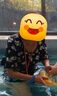 梵迪拉（F.DYRAA）泳衣女温泉显瘦连衣裙速干中老年妈妈泳装四件套11703深蓝黄花XL 实拍图