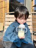 好孩子（gb）吸管奶瓶 大宝宝一岁以上3-6岁PPSU耐摔宽口径大容量带手柄直饮杯 【奶嘴+鸭嘴+吸嘴】绅士灰 6月+ PPSU 300ml（大奶量推荐） 实拍图