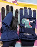 翰崎儿童滑雪手套女童冬季保暖加厚加绒防水骑行卡通五指棉手套男大童 恐龙深蓝色 实拍图