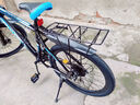 EG7山地自行车成人学生变速越野单车双减震赛车26寸青少年男女 辐条【升级减震 轻量铝架】黑蓝 24寸21速【适合：145-165CM】 实拍图