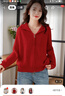 她享针织衫女新年穿搭双拉链针织开衫上衣红色毛衣针织外套T13KZ3240 实拍图