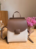 viney牛皮双肩包女时尚小背包旅行大容量通勤轻便大学生旅游书包休闲 【白配咖】送老婆女朋友高级感实用 实拍图