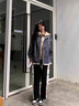 QGF假两件冲锋上衣外套女春秋薄款小个子宽松休闲新款棒球服潮流夹克 灰色 M 实拍图