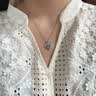 纪梵哲轻奢永恒之心项链女款吊坠手链品牌七夕情人节生日礼物送女友老婆 白金色·蓝锆 实拍图