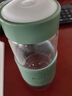 畅印加厚大容量玻璃杯带滤网随手杯耐高温防烫杯套水杯便携泡茶暖手杯 灰色+皮套+茶漏 480ml 实拍图